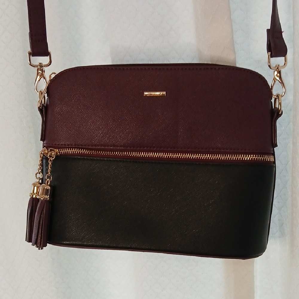 EUC Lovevook Black and Wine Color Crossbody Bag With Tassells